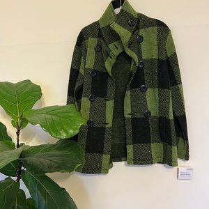Green and black wool jacket